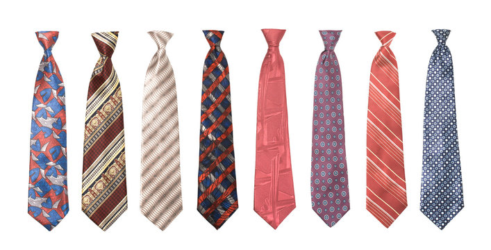 Set of man's ties isolated