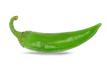 Fresh Green chilly close up isolated on white