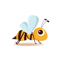 Illustration of isolated cartoon bee on white background