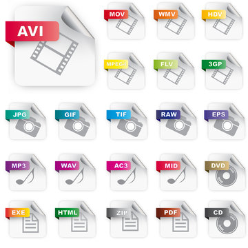 Set of icons for  file extensions