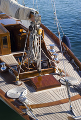 The details of a sailboat old style