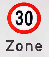 30 km/h Zone Verkehrsschild