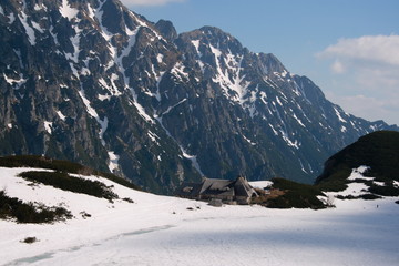 The shelter in the Valley of five Polish Lakes in the Tatras