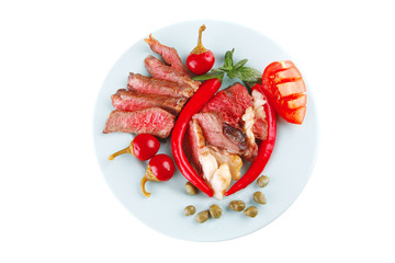 roast beef slices on dish