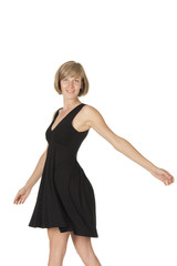 Young woman in black dress