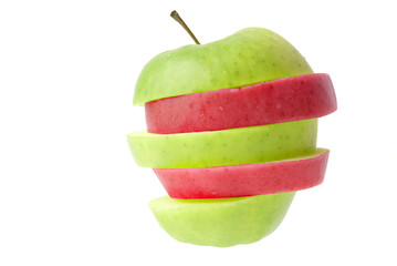 Fototapeta na wymiar Red and green sliced apple