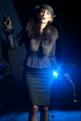 Beautiful woman waiting on the statio