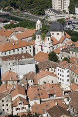 Kotor cityscape with church (vertical)