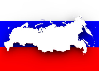 Landkarte Russland mit Flagge