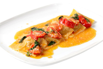 Italian dish on a white plate.