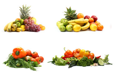 Fototapeta na wymiar Vegetables and fruits isolated on white