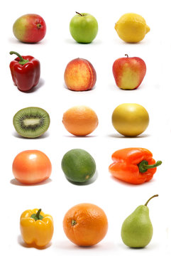 A set of different healthy and tasty fruits and vegetables