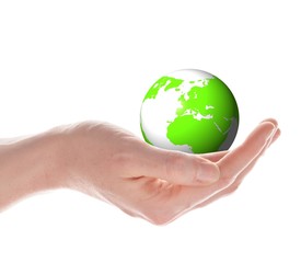 the globe in your hand concept