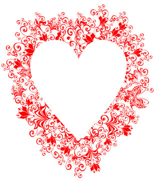 vector lacy heart with floral ornament