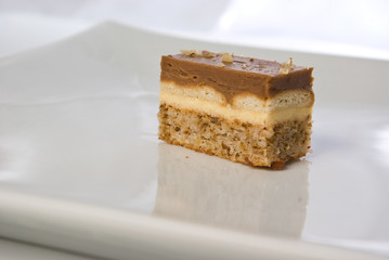 piece of a chocolate cake on a plate