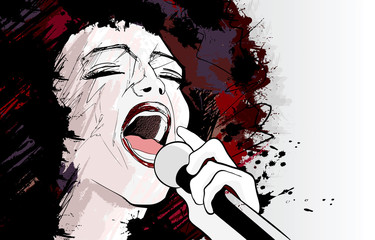Obraz premium jazz singer on grunge background