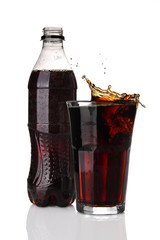 Cola with splash and bottle
