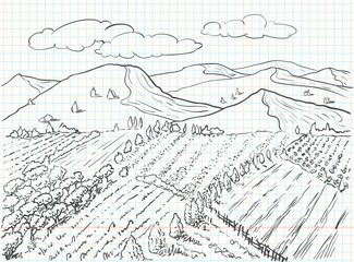 Landscape sketch drawing