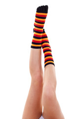 feet in colored socks