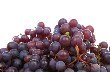 pile of blue grapes over white background