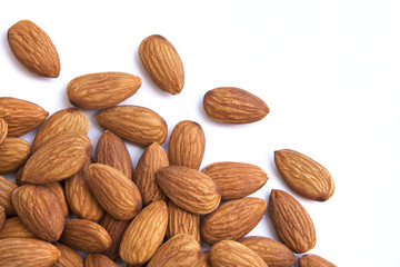 almonds on white background