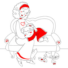 Mamma e figlia sul divano