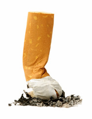 extinguished stub of a cigaret - obrazy, fototapety, plakaty