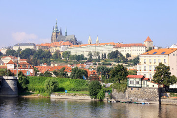 Fototapeta premium The View on Prague summer gothic Castle above River Vltava