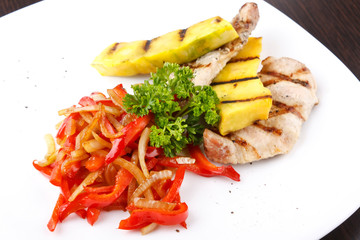 steak with grilled pumpkin