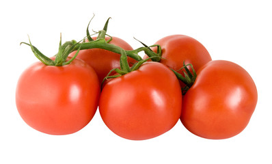 Five tomatoes on a stem
