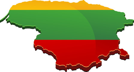 Carte de la Lituanie 3D drapeau (détouré)