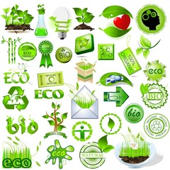 Detailed eco and bio icons collection