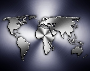 Fototapeta na wymiar Mapa świata metalu