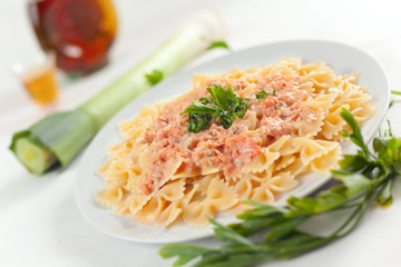 Pasta Farfalle with Salmon Sauce