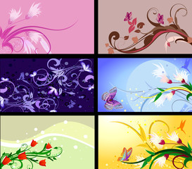 set of floral patterns backgrounds