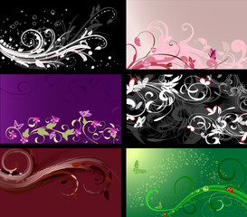 set of floral patterns backgrounds
