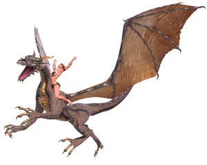 Papier Peint photo Lavable Dragons dame dragon les mains en l& 39 air