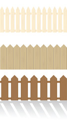 Set of wooden fences isolated on a white background