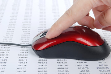 computer mouse on stock market data