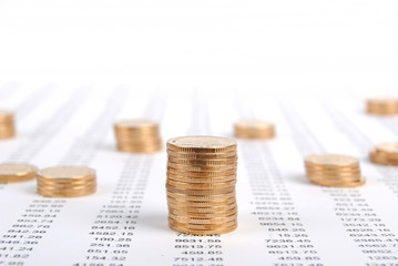 coins on financial data