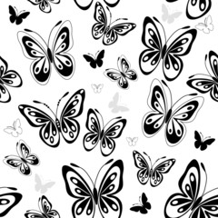 Fototapeta na wymiar Repeating white pattern with butterflies
