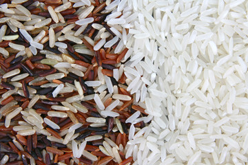 Thai Red Jasmine Organic rice half with White Jasmine rice