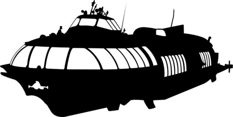 Boat silhouette on underwater wings