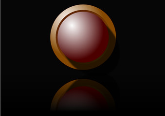 Golden ring with red Push button