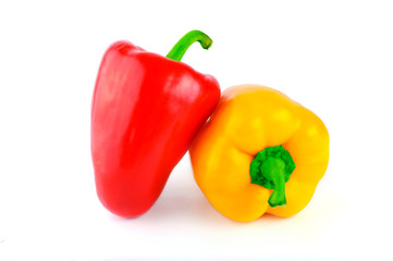 Arrangement of peppers on a white background