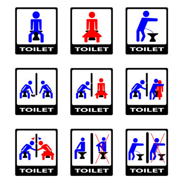 6 Vector Funny Toilet Sign