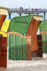 Grüner Strandkorb am Meer - Beach Chair green