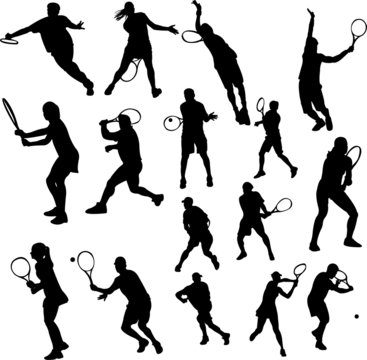 tennis players collection - vector