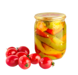 dispersed tomato and glassed pickled vegetables