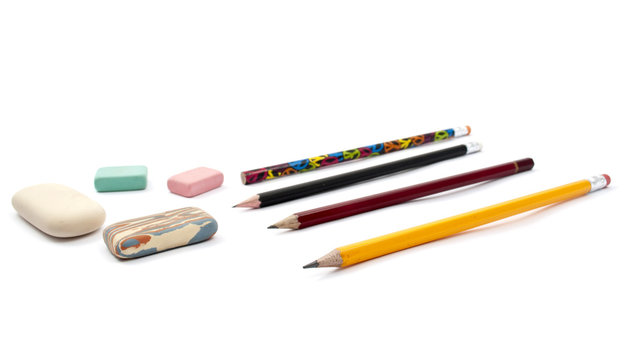 erasers, pencils